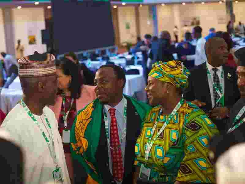 The Executive Vice Chairman of the Nigerian Communications Commission, NCC, Dr Aminu Maida and the Executive Commissioner Stakeholder Management, NCC, Barr. Rimini Makama, congratulating Engr. Kezias Kazuba Mwale of Zambia (middle) as the newly elected Secretary General of the African Telecommunications Union, ATU, at the 7th Ordinary Session of the ATU Conference of Plenipotentiaries held in Abuja, Nigeria on 24, July, 2026